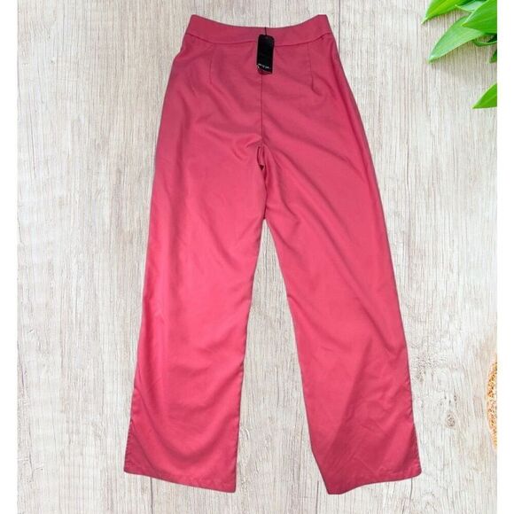 Nasty Gal Womens Pants Size 8 Pink High Waisted Wide Leg Tailored NWT‎ - Picture 2 of 10